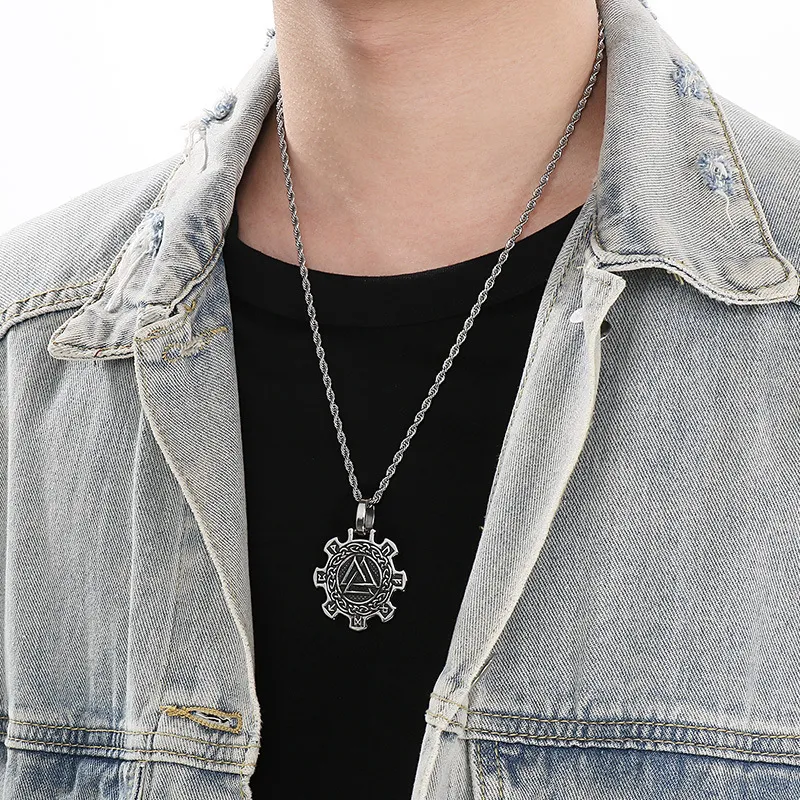 Vintage Nordic Celtic Jewelry Viking Warrior Sword Shield Stainless Steel Men's Pendant