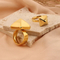 French-Style Trendy Gold Domed Geometric Stainless Steel Ring for Men and Women
