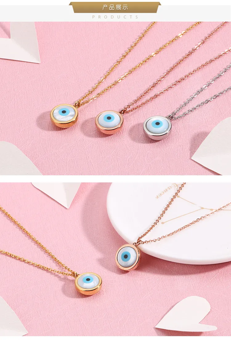 Trendy Evil Eye Design Style Women's Stainless Steel Necklace