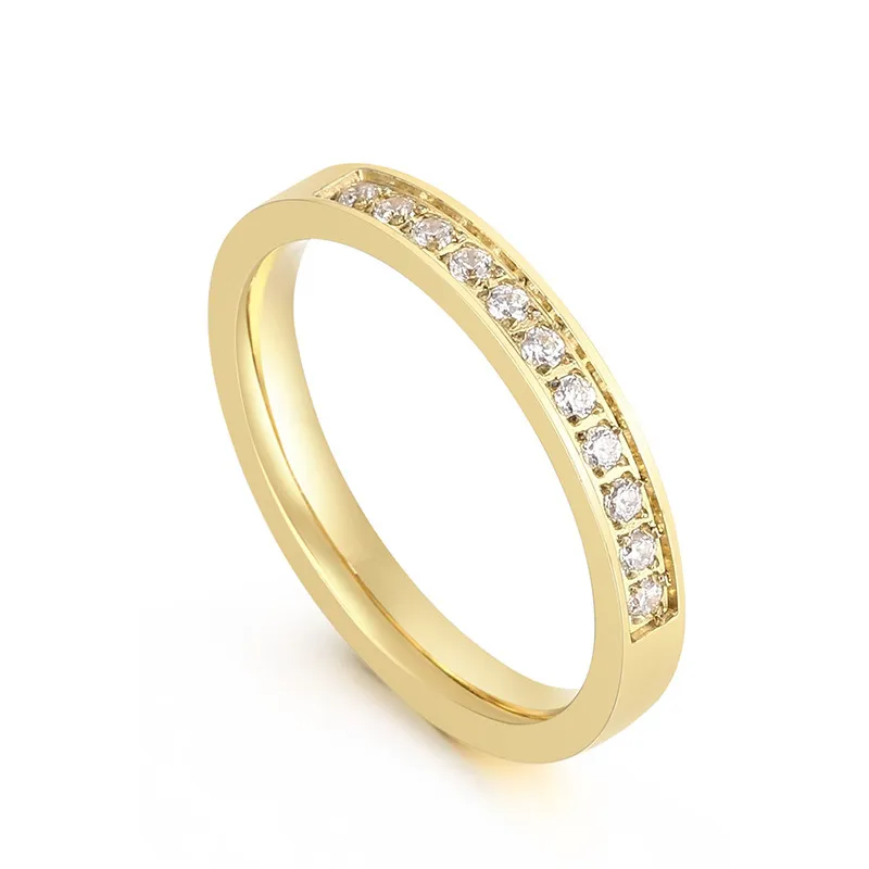 Women Romentic Fashion Stainless Steel Rhinestones Marriage Jewelry Ring