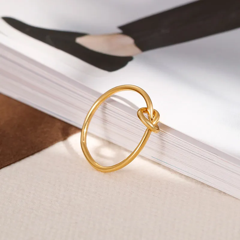 Fashion Commuting Stainless Steel Creative Hollow Knot Temperament Girl Ring Jewelry Wholesale