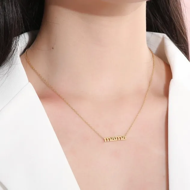 New Stainless Steel Electroplated "Mama" Letter Pendant Necklace for Mother's Day