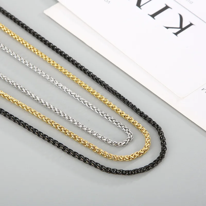Factory Direct Wholesale 3mm Japanese and Korean Style Clavicle Chain with Matching Chain, Fashionable and Minimalist Titanium Steel Flower Basket Chain Unisex