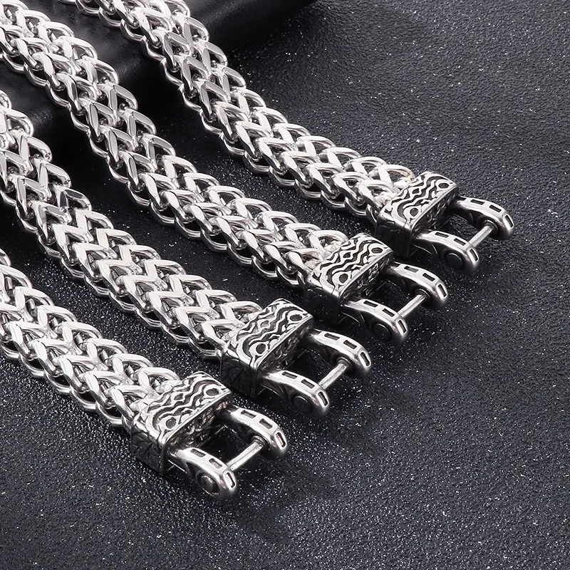 Cross-Border Nordic Viking-Style Eagle Beak Jewelry, Punk Retro Wolf Head and Snake Head Reversible Chain Stainless Steel Men's Bracelet