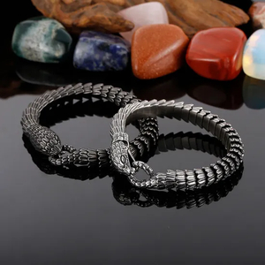 Men's Stainless Steel Cast Snake Shaped Bracelet Punk Style Jewelry