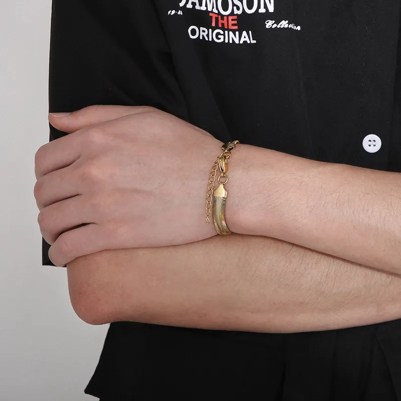 Fashionable New European and American Style, Simple and Personalized, Internet Celebrity Street Style, Snake Bone Chain Stainless Steel Bracelet