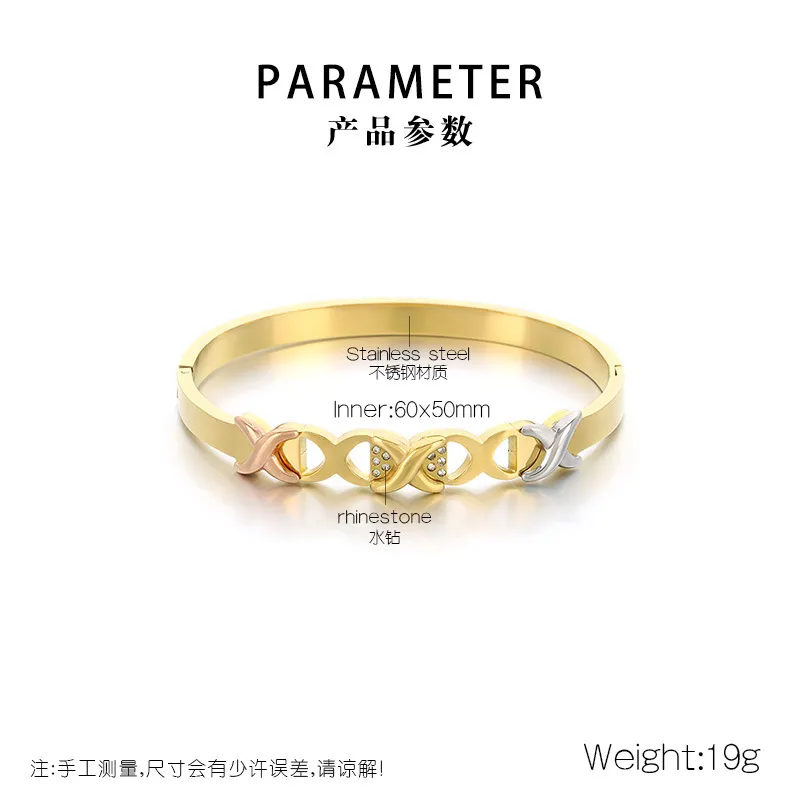 Vintage Personality Cross-Knot 18K Gold-Plated Twisted Stainless Steel Bangle Wholesale