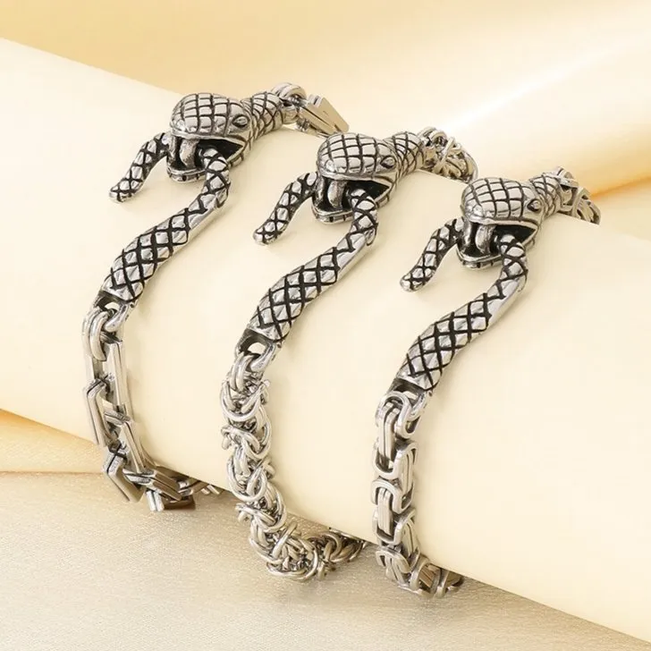 Domineering Animal Head Bracelet Creative Design Hip-Hop Emperor Chain Snake Head Stainless Steel Bracelet