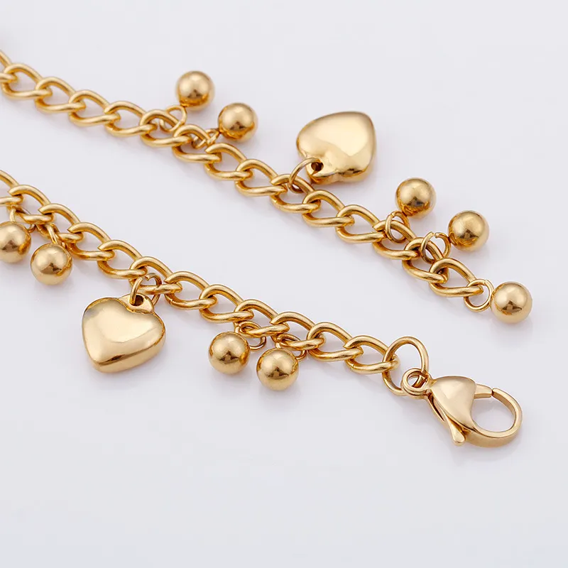 Stainless Steel Heart Element Handmade Chain Bracelet Suitable for Women's Daily Wear