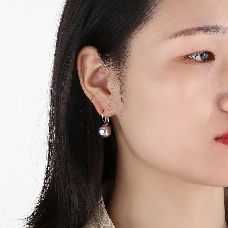 Wholesale European American Minimalist Earrings Stainless Steel Ball Ear Buckles Fashion Jewelry