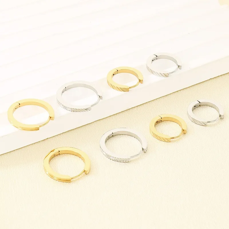 Trendy and Fashionable Stainless Steel Classic Curved Circular Temperament Girl Earrings Jewelry