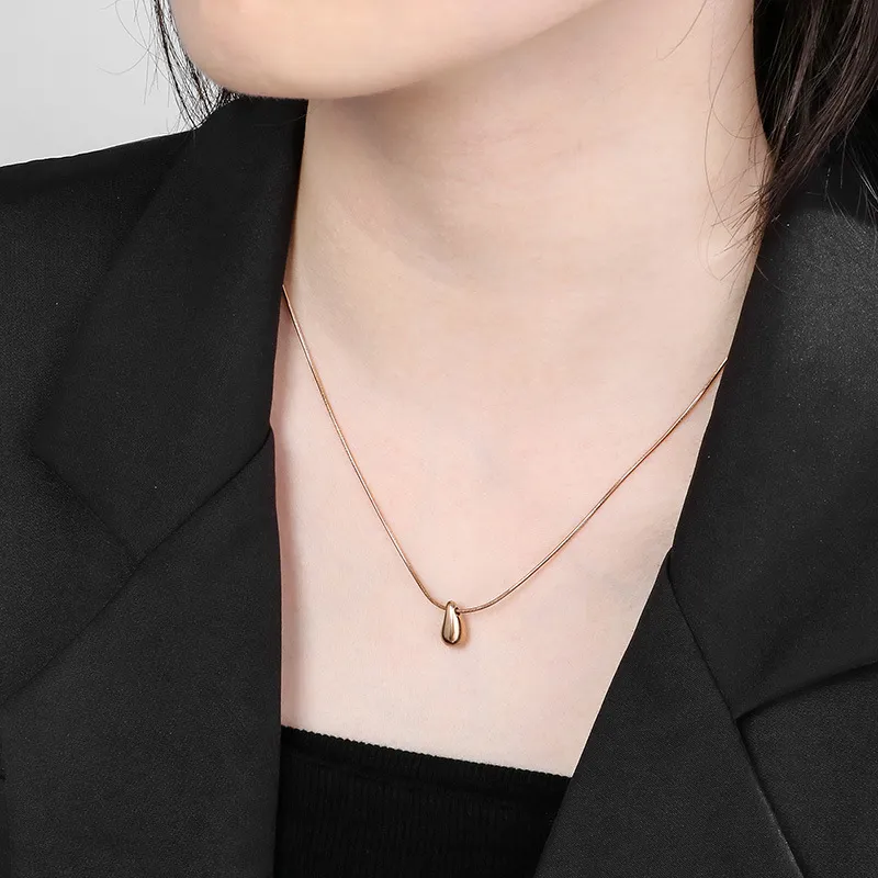 Fashion Water Drop Earrings Necklace Ins Geometric Stainless Steel Stud Jewelry Set