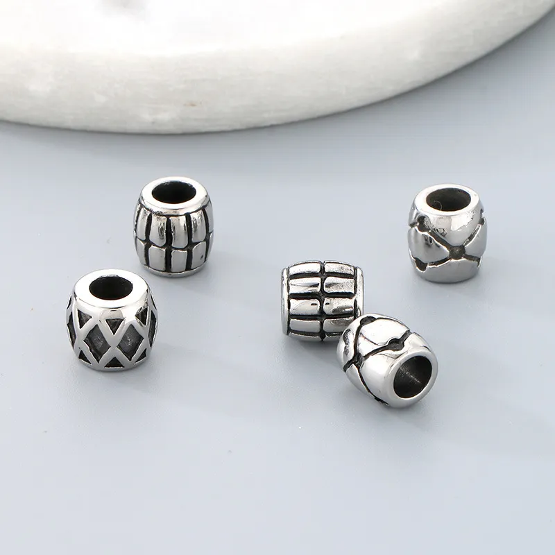 Stainless Steel Fashion Large Hole Cylindrical Positioning Bead Jewelry Accessories Bead