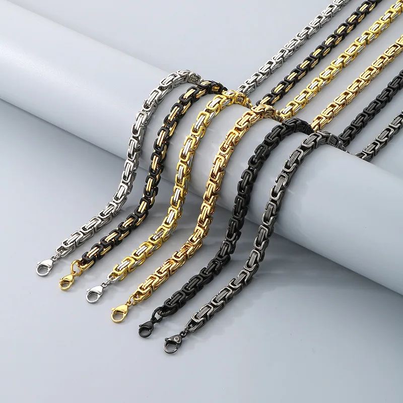 Celebrity-Style Byzantine Bracelet, Personalized Hip-Hop Stainless Steel Domineering Imperial Bracelet for Men, Multiple Specifications