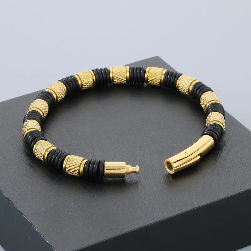 European and American Style Stainless Steel Men's Leather Bracelet Fashion Jewelry