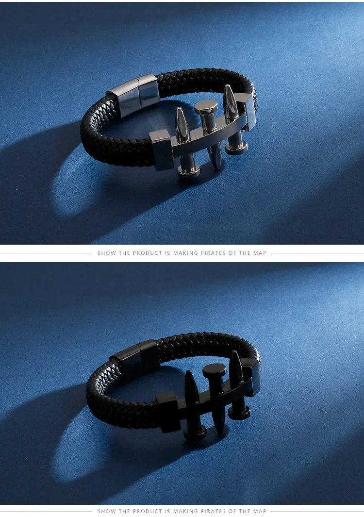 European and American Style Stainless Steel Nails Paired with Leather Bracelets and Jewelry