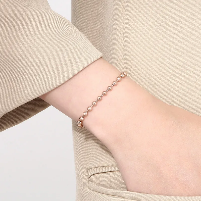 New Arrival Stainless Steel Minimalist Beaded Chain Hollow Ball Handmade Chain Bracelet