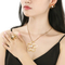 Fashion 4-Piece Hollow Flower Pearl Blue Natural Stone Inlay Stainless Steel Jewelry Set