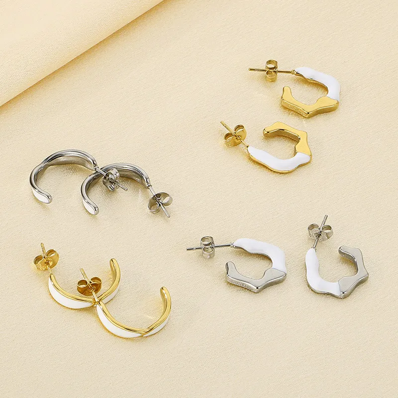 Irregular Dripping Oil Stainless Steel Earrings Fashion Jewelry