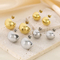 Polished Spherical Semi-Hollow Stud Earrings Hollow Round Stainless Steel Earrings Women