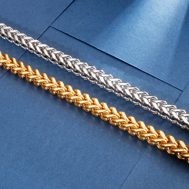 Japanese and Korean Fashionable and Minimalist Men's Skeleton Chain Necklace, Personalized and Versatile Stainless Steel Reversible Bracelet Set