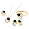Luxurious Four-Piece Rings Bracelets Jewelry Set with Pearl and Rose Inlays