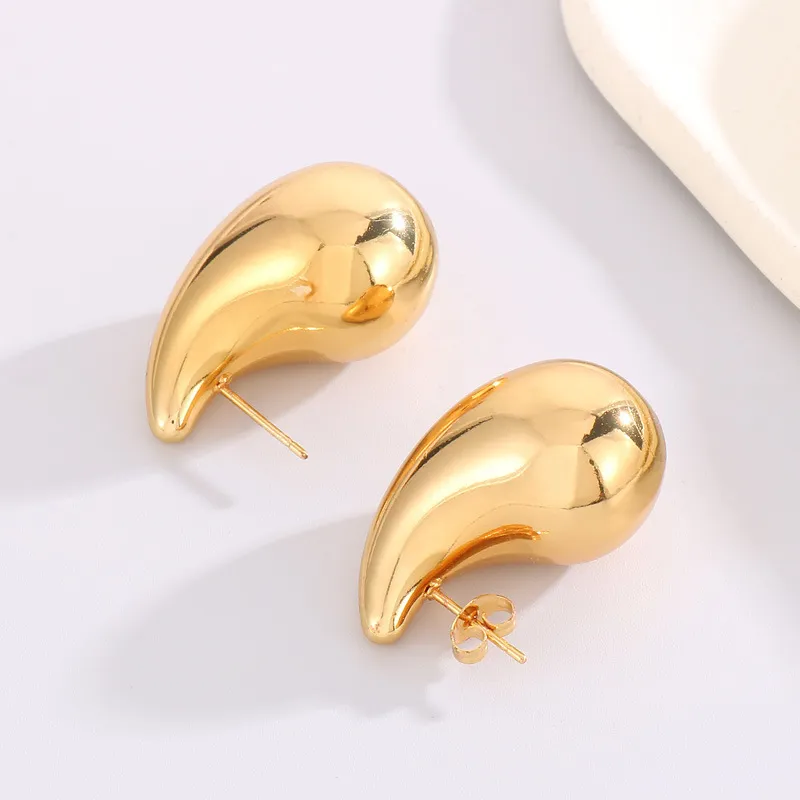 Stylish and Sophisticated Chubby Teardrop Earrings Stainless Steel Hollow Earrings