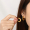 French-Style High-End Jewelry Fashionable 18K Gold-Plated Stainless Steel C-Shaped Earrings