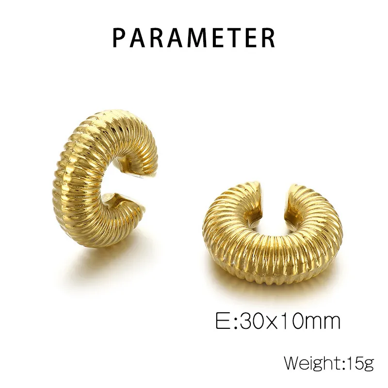 Fashionable and Atmospheric Stainless Steel Hollow C-Shaped Temperament Women's Earrings Wholesale Jewelry
