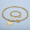 Stainless Steel Exaggerated Personality Creative Smiling Face Ot Buckle Bracelet Necklace Set for Women's Jewelry