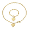 Hip-Hop Fashion Punk Style Stainless Steel Retro Heart-Shaped Pendant Ot Buckle Jewelry Women's Bracelet and Necklace Set