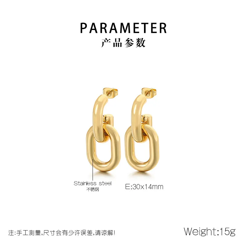 Minimalist Round Stainless Steel Earrings Elegant 18K Gold-Plated Chain Earrings Wholesale Jewelry