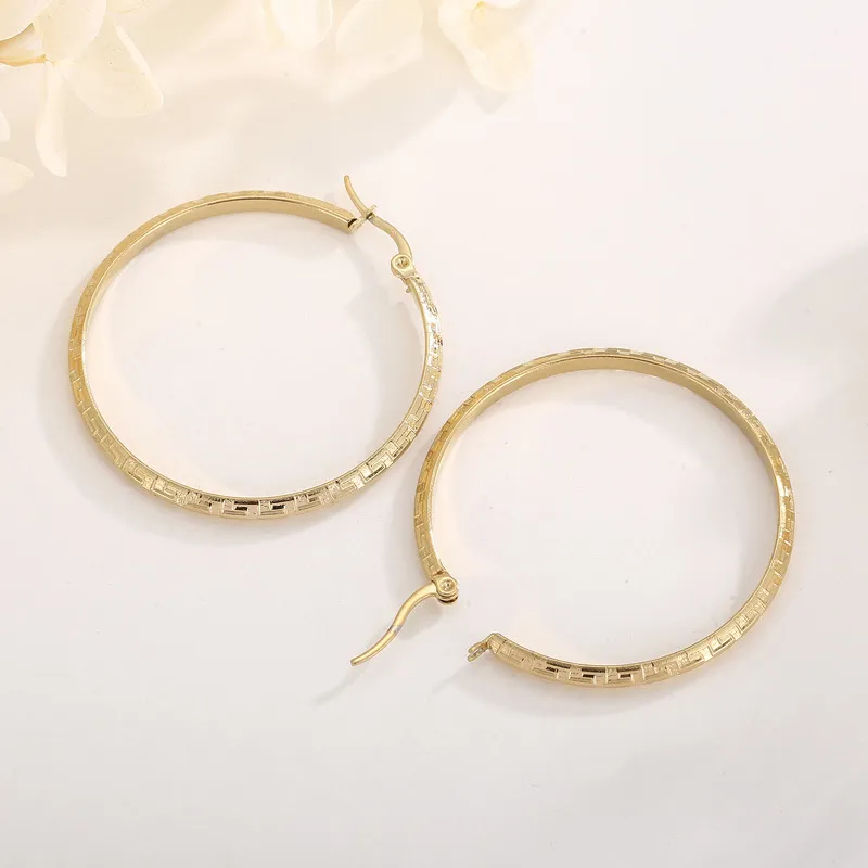 Fashion Stainless Steel Multi Specification Round Girl Temperament Earrings Jewelry Wholesale