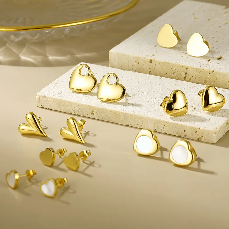 European and American Ins Fashion Stainless Steel Creative Multi Style Heart-Shaped Design Versatile Earring Jewelry