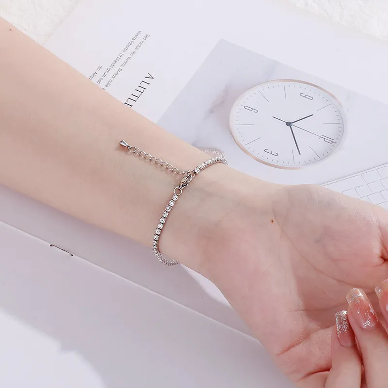 Stainless Steel Trendy Fashion Temperament Personalized Single Circle Zircon Full Diamond Bracelet Necklace for Women