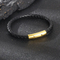 Men's Personalized Leather Rope Weaving Bracelet Stainless Steel Snap Button Trendy Men's Simple Plain Circle Bracelet