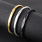 Trendy Men's Stainless Steel Polished Geometric Curved Plate with Engraved Logo Circular Ring Snake Bone Bracelet