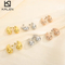 Gold Zircon Popular Daily Stainless Steel Double Gold Stud Earrings for Women