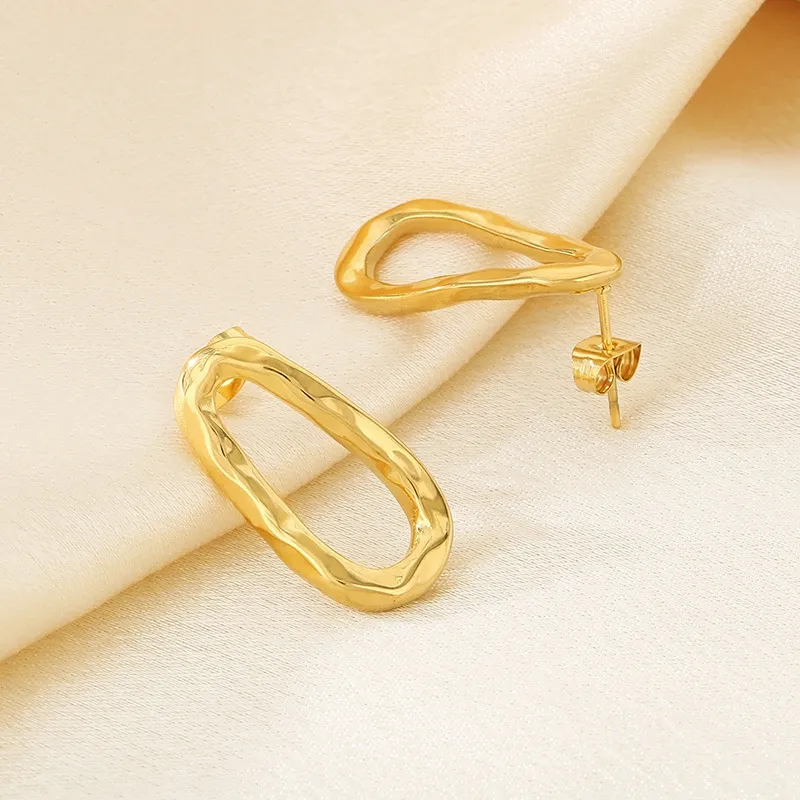 Fashionable Stainless Steel Multi Style Hollow Geometric Irregular Temperament Girl Earrings Jewelry Wholesale