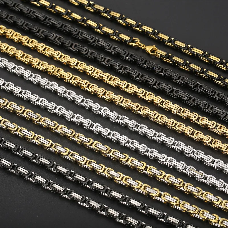 Hip-Hop Domineering Motorcycle Chain Men's Byzantine Circular Chain Stainless Steel Necklace