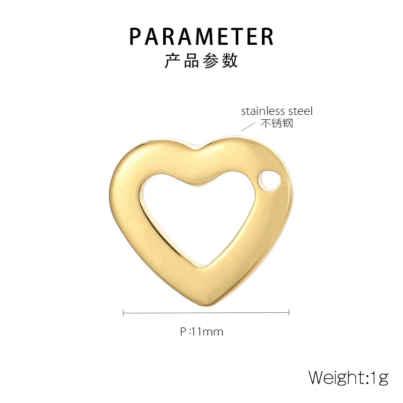Stainless Steel Hollow Heart-Shaped Pendant Necklace DIY Jewelry Accessories