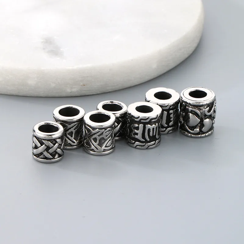 Stainless Steel Jewelry Barrel Bead Accessories Large Hole Bracelet Spacer Beads