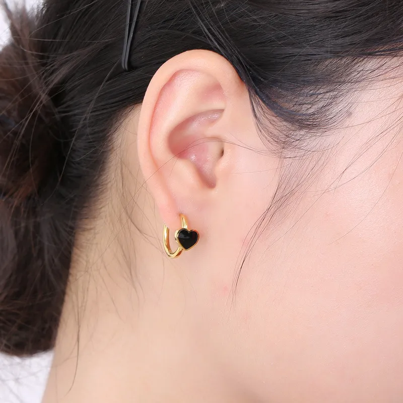 Stainless Steel Jewelry Heart-Shaped Earrings Suitable for Daily Wear