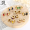 European and American Style Glass Ear Clips Stainless Steel Earrings for Women