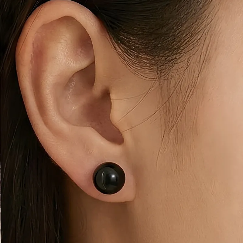 Round Beaded Stainless Steel Stud Earrings Available in Various Sizes and Colors