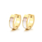 Korean Japanese Smooth Shell Inlaid Flat Stainless Steel Huggie Earrings Trendy Elegant Earrings Wholesale