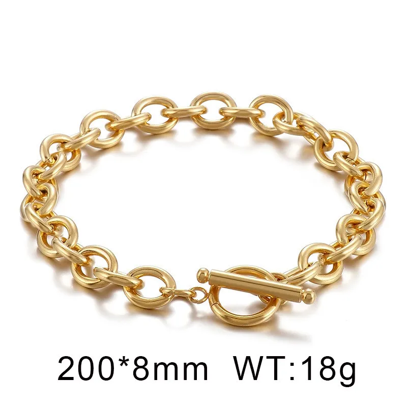 Minimalist Stainless Steel Ot Clasp Chain O-Chain Stainless Steel Bracelet Necklace Jewelry Set