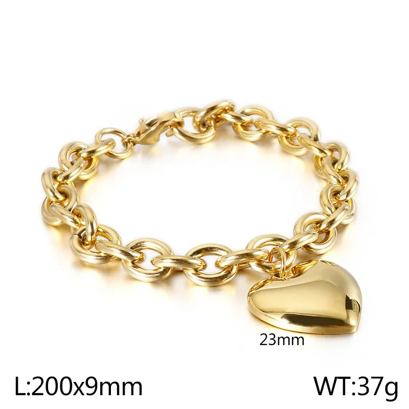Minimalist Personalized Large Heart Pendant Stainless Steel Necklace Hip-Hop Stainless Steel Jewelry Set