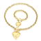 Simple Love Necklace Bracelet Stainless Steel Hollow Peach Heart Jewelry Set