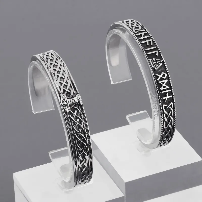 Punk Viking Thor Hammer Triangle Odin Amulet Cuff Wristband Fashion Jewelry Bracelets